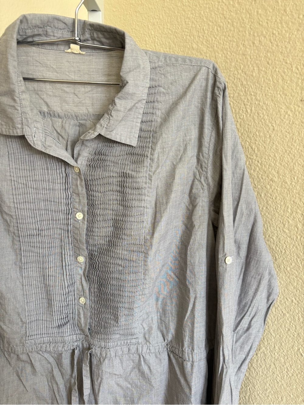 J. Crew Chambray Pleated Bib Front Tie-Waist Shirt Dress - Size M - Picture 3 of 3